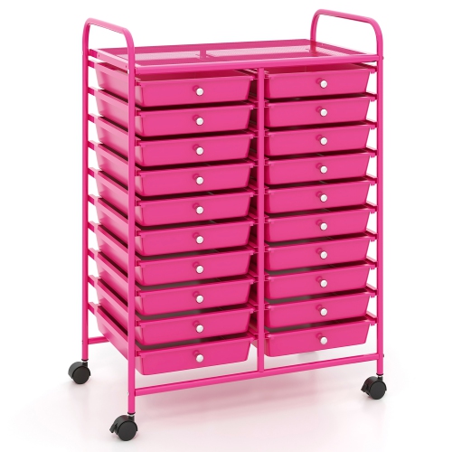 GYMAX  Rolling Storage Cart Art Craft Organizer On Wheels Multipurpose 20 Drawers