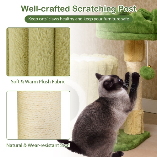 Gymax Modern Small Cat Tower w/ Sisal Scratching Posts Plush Padded Perch Large Condo