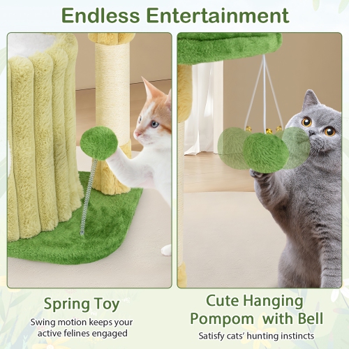 Gymax Modern Small Cat Tower w/ Sisal Scratching Posts Plush Padded Perch Large Condo