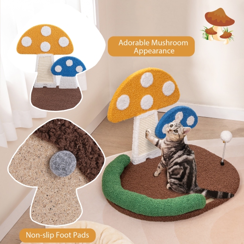 Gymax Mushroom Cat Bed for Indoor Cats w/ Comfy Napping Bed Sisal Scratching Board