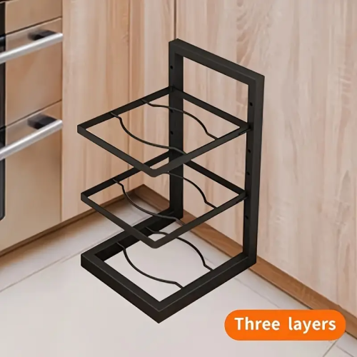 Multi-Layer Pot and Pan Rack for Efficient Kitchen Storage, Organized Storage