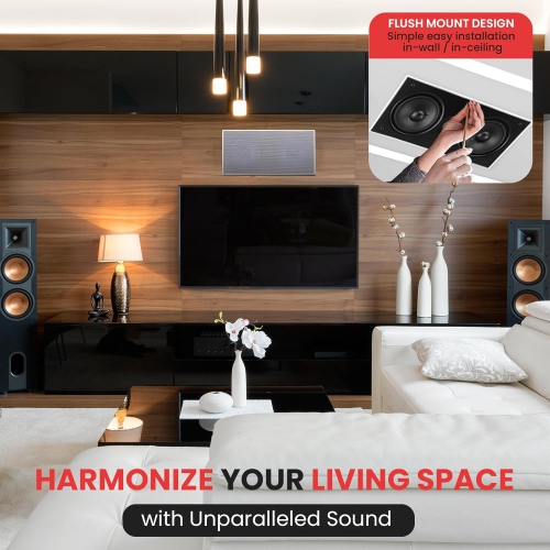 Pyle Ceiling Wall Mount Enclosed Speaker - 300 Watt Stereo In-wall / In-ceiling Flush Mounted Sound Speaker System W/ Dual 5.25" Long Throw Woofers,