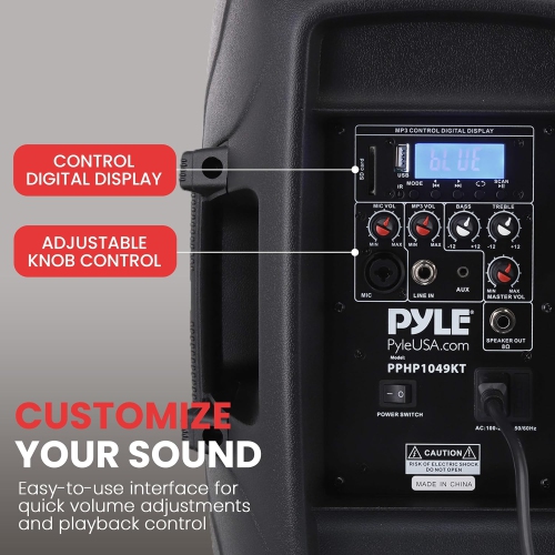 Pyle Wireless Portable PA system - 1000W High Powered Bluetooth Compatible Active + Passive Pair Outdoor Sound Speakers w/ USB SD MP3 AUX - 35mm