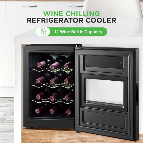 NutriChef PKCWC128 Chilling Refrigerator Cellar-Single-Zone Wine Cooler/Chiller, Digital Touch Button Control with Air Tight Seal, Contains Placement