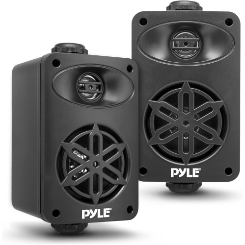 PYLE Outdoor Speakers- Waterproof Marine Grade Speakers, Universal Mounting, Heavy Duty ABS Construction- Boat, Patio, Pool, Indoor Outdoor Use- Black