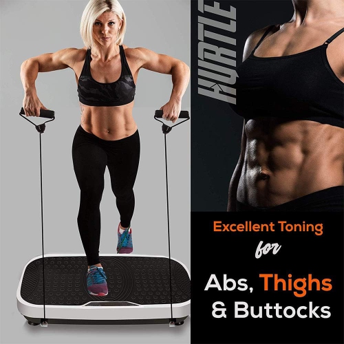 Hurtle Fitness Vibration Platform Machine - Home Gym Whole Body Shaker Exercise Machine Workout Trainer Fast Weight Loss w/Resistance Bands Easy