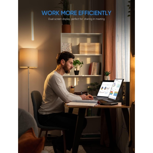 ARZOPA Portable Monitor, 15.6'' 1080P FHD Laptop Monitor USB C HDMI Computer Display HDR Eye Care External Screen w/Smart Cover for Mac Phone Xbox