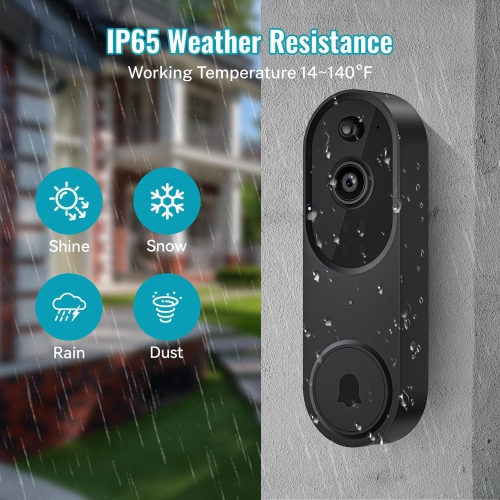 LDAS A2 Video 1080P Doorbell Camera Wireless with Chime, Cloud Storage, Night Vision, 2.4Ghz WiFi, Live Image, 2-Way Audio, Indoor Surveillance,