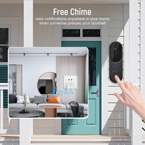 LDAS A2 Video 1080P Doorbell Camera Wireless with Chime, Cloud Storage, Night Vision, 2.4Ghz WiFi, Live Image, 2-Way Audio, Indoor Surveillance,
