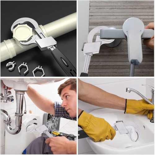 Universal Adjustable Double Ended Wrench, Multifunctional Faucet Wrench for Sink, Pipe Wrenches Set for Plumbing Repair Installation Hand Tools