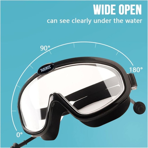 Safety Goggles - Anti-Fog, Anti-Scratch Eye Protection Swimming Goggles for Men & Women - BLACK