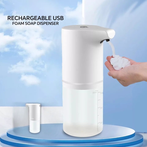 Automatic Foaming Soap Dispenser, Rechargeable, Touchless Foam Soap Dispenser, Hand & Dish Soap Dispenser with Motion Sensor for Bathroom, Kitchen