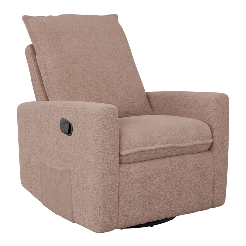 CorLiving Upholstered Pink Boucle Glider Recliner Chair, Modern Recliner Chair for Living Room, Bedroom