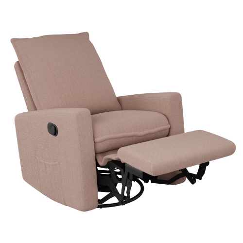 CorLiving Upholstered Pink Boucle Glider Recliner Chair, Modern Recliner Chair for Living Room, Bedroom