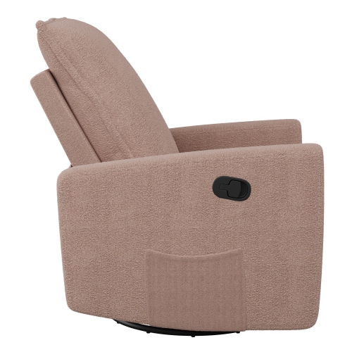 CorLiving Upholstered Pink Boucle Glider Recliner Chair, Modern Recliner Chair for Living Room, Bedroom
