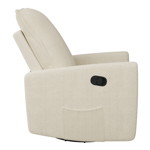 CorLiving Upholstered White Boucle Glider Recliner Chair, Modern Recliner Chair for Living Room, Bedroom