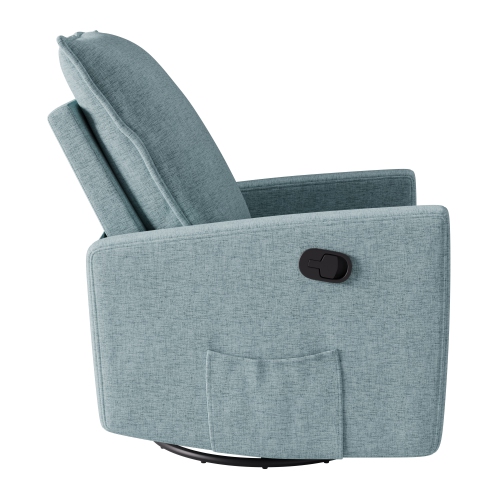 CorLiving Upholstered Light Blue Glider Recliner Chair, Modern Recliner Chair for Living Room, Bedroom