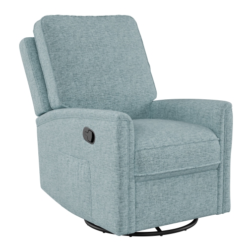 Fauteuil inclinable manuel et pivotant en tissu de Corliving, fauteuil inclinable moderne pour salon, chambre à coucher, bleu pâle
