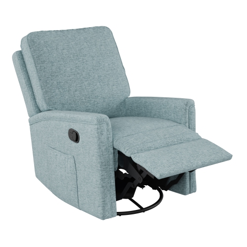 Fauteuil inclinable manuel et pivotant en tissu de Corliving, fauteuil inclinable moderne pour salon, chambre à coucher, bleu pâle