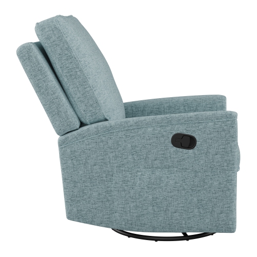 Fauteuil inclinable manuel et pivotant en tissu de Corliving, fauteuil inclinable moderne pour salon, chambre à coucher, bleu pâle