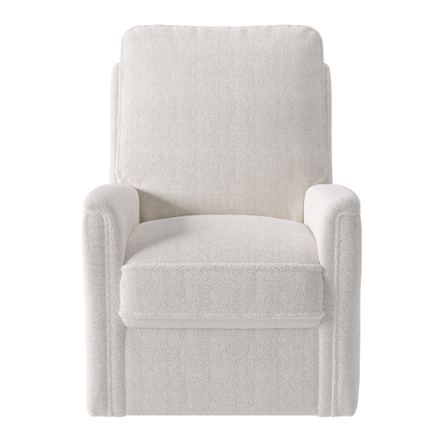 Corliving Upholstered Fabric Swivel Manual Recliner Chair, Modern Recliner Chair for Living Room, Bedroom, White Boucle