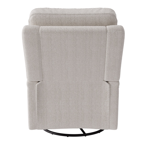 Corliving Upholstered Fabric Swivel Manual Recliner Chair, Modern Recliner Chair for Living Room, Bedroom, White Boucle