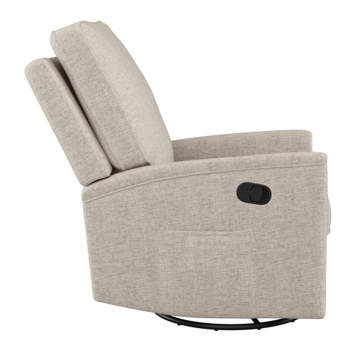 Corliving Upholstered Fabric Swivel Manual Recliner Chair, Modern Recliner Chair for Living Room, Bedroom, Beige