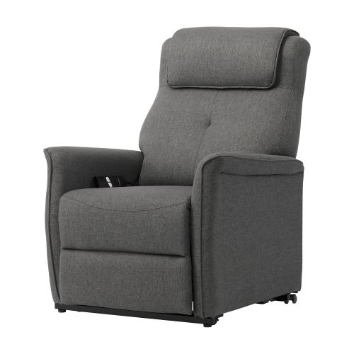 Corliving Upholstered Power Lift Recliner for Elderly, with Remote, Side Pockets for Living Room, Bedroom, Grey