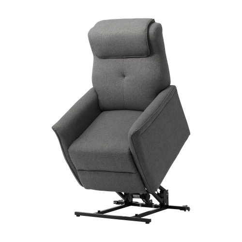 Corliving Upholstered Power Lift Recliner for Elderly, with Remote, Side Pockets for Living Room, Bedroom, Grey