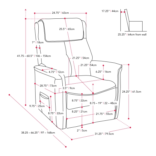 Corliving Upholstered Power Lift Recliner for Elderly, with Remote, Side Pockets for Living Room, Bedroom, Grey