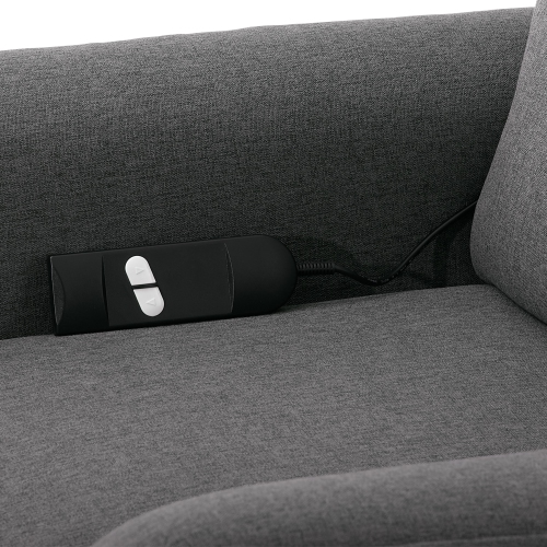 Corliving Upholstered Power Lift Recliner for Elderly, with Remote, Side Pockets for Living Room, Bedroom, Grey