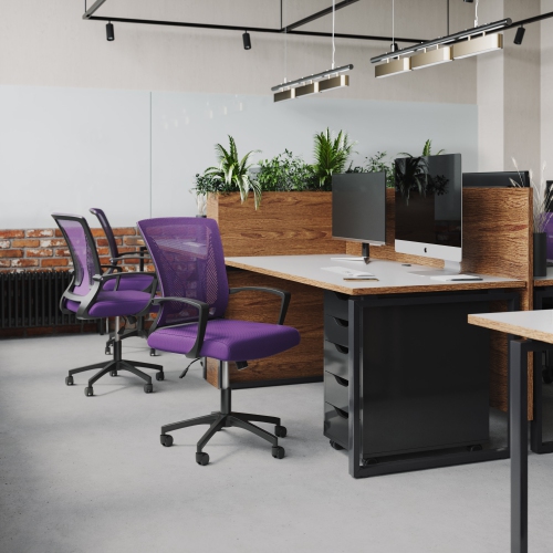 CorLiving Cooper Purple Mesh Back Ergonomic Height Adjustable Task Chair - for Home Office, Tilting, Padded Seat