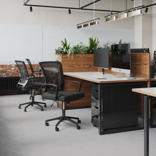 CorLiving Cooper Black Mesh Back Ergonomic Height Adjustable Task Chair - for Home Office, Tilting, Padded Seat