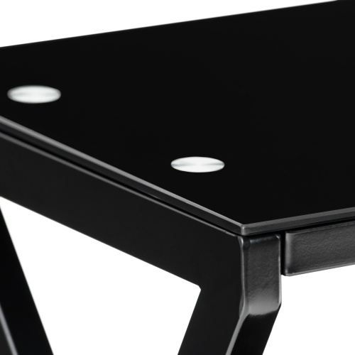 CorLiving TechMount Pro Black Tempered Glass and Metal TV Stand with TV Mount for Most TVs up to 65"