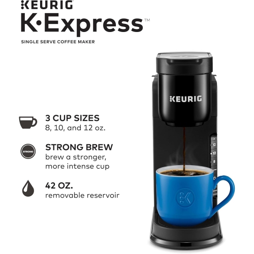 Cafetière pour une tasse K-Express de Keurig pour dosettes K-Cup, noir, avec réservoir amovible et fonction bouton fort