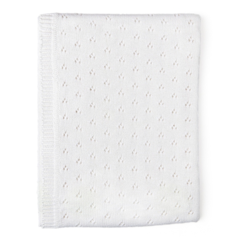 Image 1 of 1.. Baby Mode Pointelle Knit Blanket - White