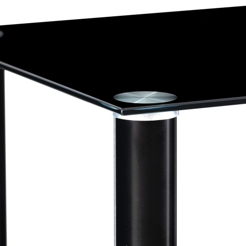 CorLiving Laurent Black Tempered Glass and Metal Customizable 5-Tier Media Component Stand