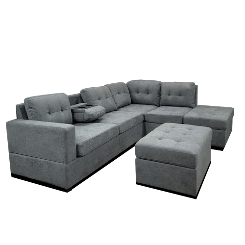 Image 1 of 6.. Infinite Imports – 9289 Sectional with Storage Chaise & Storage Ottoman - FREE SHIPPING