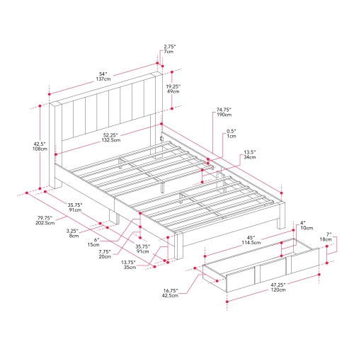 Lit plateforme avec rangement capitonné beige Metro Channel de CorLiving, lit double/double