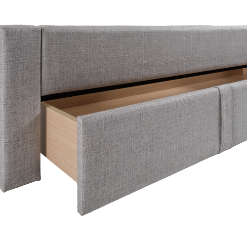 Grand lit plateforme avec rangement capitonné gris pâle Metro Channel de CorLiving