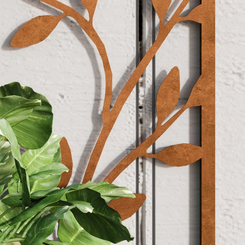 Outsunny Raised Garden Bed with Trellis, 46.5" Outdoor Privacy Screen with Planter Box, Metal Privacy Planter, Wall-Mounted or Freestanding Privacy