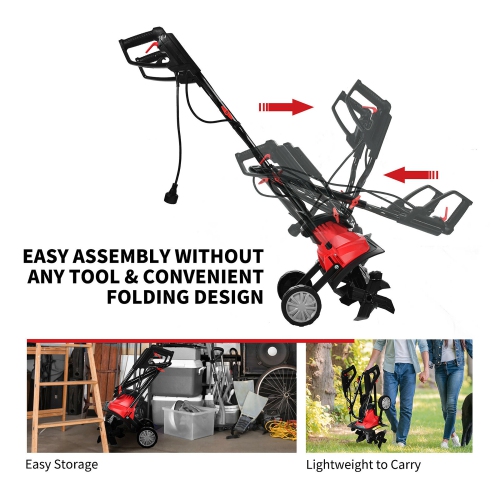 Costway 17-Inch 13.5 Amp Corded Electric Tiller and Cultivator 9'' Tilling Depth Red