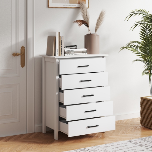 Commode de rangement moderne à 5 tiroirs avec poignées en métal Costway