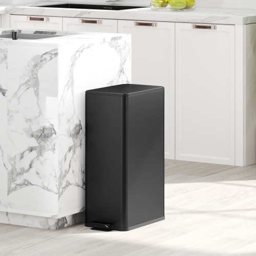HOMCOM 5.3 Gallon/20 L Garbage Can, Fingerprint-proof Stainless Steel Kitchen Trash Can with Soft-close Lid and Foot Pedal, Slim Garbage Bin for