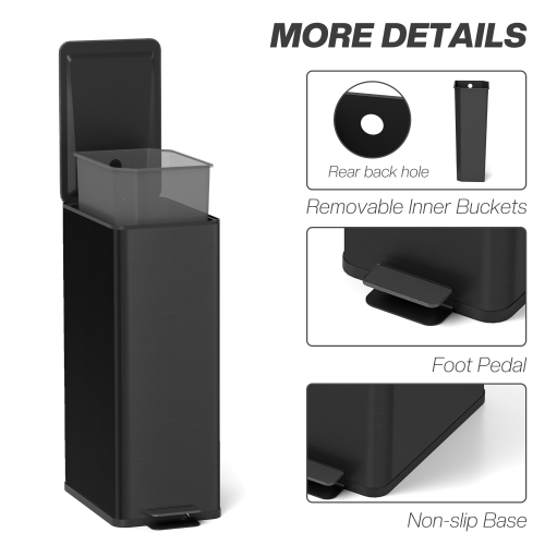 HOMCOM 5.3 Gallon/20 L Garbage Can, Fingerprint-proof Stainless Steel Kitchen Trash Can with Soft-close Lid and Foot Pedal, Slim Garbage Bin for