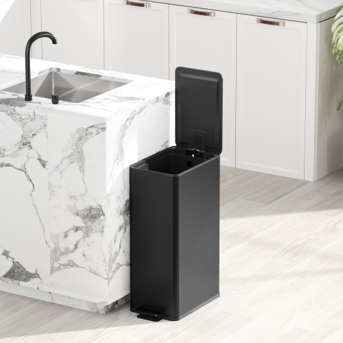 HOMCOM 5.3 Gallon/20 L Garbage Can, Fingerprint-proof Stainless Steel Kitchen Trash Can with Soft-close Lid and Foot Pedal, Slim Garbage Bin for