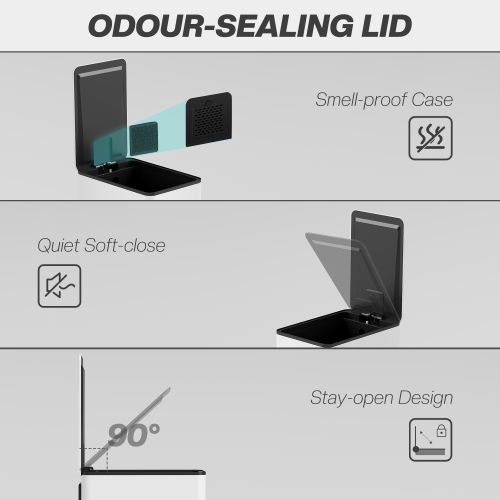 HOMCOM 5.3 Gallon/20 L Garbage Can, Fingerprint-proof Stainless Steel Kitchen Trash Can with Soft-close Lid and Foot Pedal, Slim Garbage Bin for