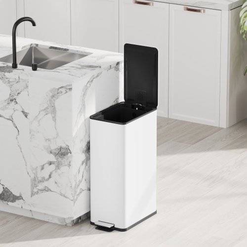 HOMCOM 5.3 Gallon/20 L Garbage Can, Fingerprint-proof Stainless Steel Kitchen Trash Can with Soft-close Lid and Foot Pedal, Slim Garbage Bin for