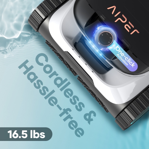 Aspirateur robot sans fil Scuba N1 avec Surfer M1 d'Aiper pour piscines creusées jusqu'à 1600&nbsp;pi² avec écumoire solaire