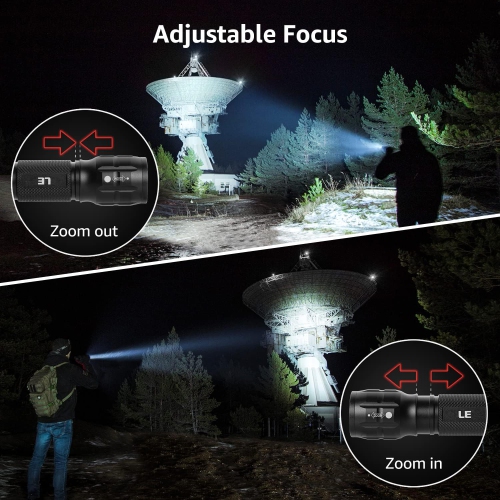 Lighting EVER LED Flashlights High Lumens, Small Flashlight, Zoomable, Waterproof, Adjustable Brightness Flash Light for Outdoor, Emergency, Camping,